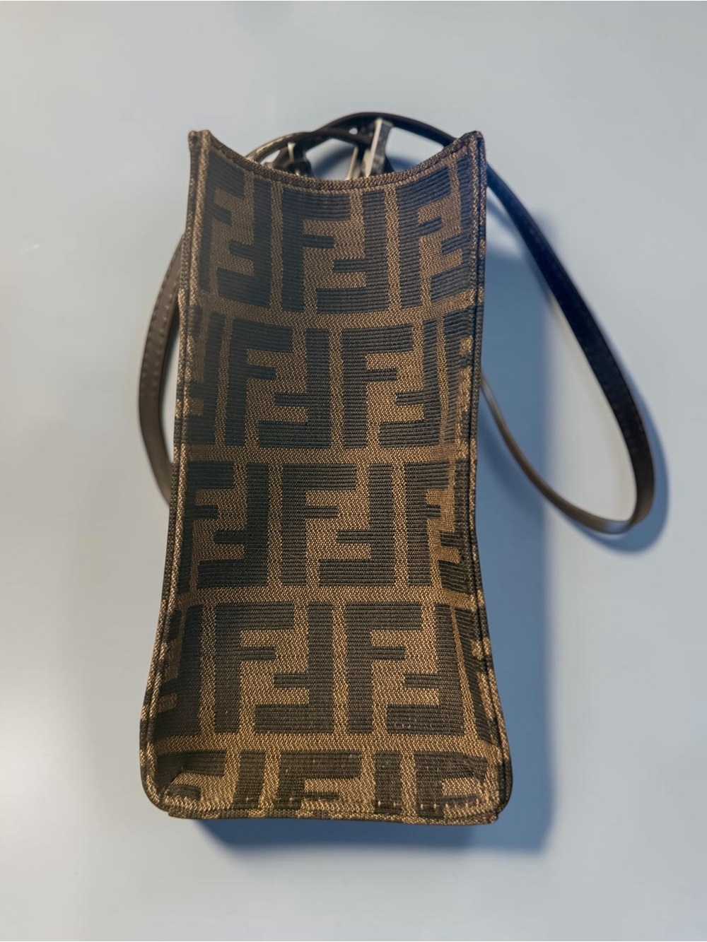Fendi Brown Zucca FF-Logo Tote with Silver Buckle - Picture 7 of 13